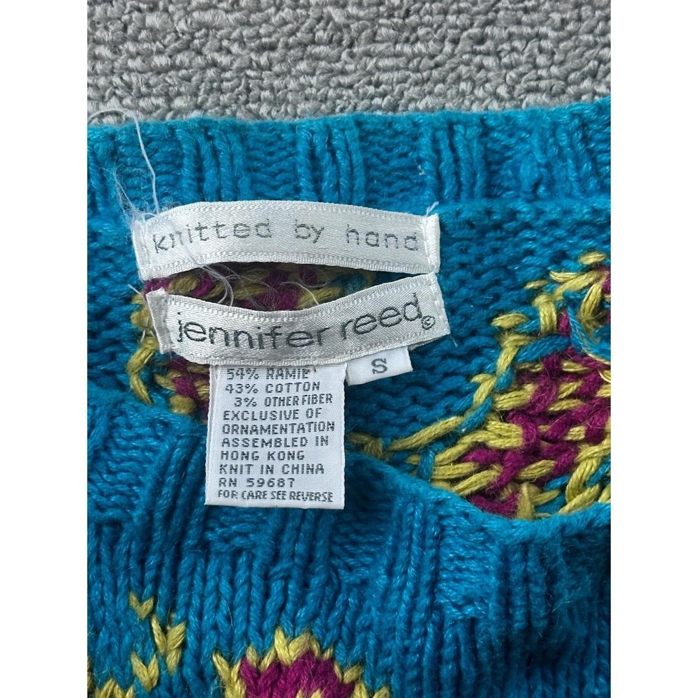 Vintage Jennifer Reed Sweater Women S Multi Color Hand-Knit Paisley Floral Artsy - Picture 3 of 8